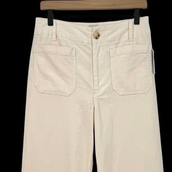 Anthropologie NEW Maeve Colette Corduroy FULL-LENGTH Wide-Leg Pants Ivory 30P - Picture 7 of 15